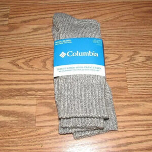 NWT COLUMBIA Fleece-Lined Wool Blend 2-Pack Crew Socks Men’s Sock Size 10-13
